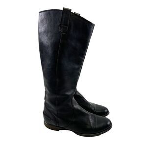 Madewell The Archive Boot Black Leather Tall Pull On Italy Knee High Womens 8.5